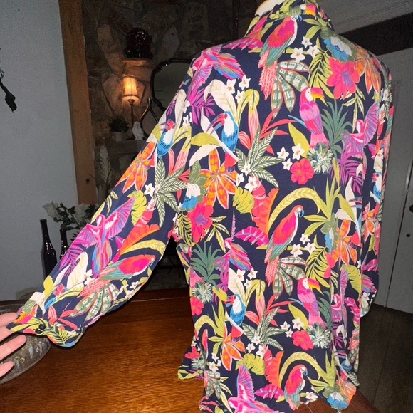 Crown & Ivy Pink and Blue Ruffled Blouse - Picture 7 of 8